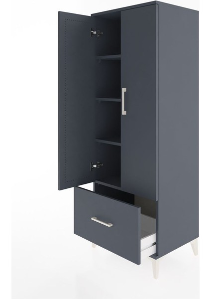 Hyperion Dolap 4 Raflı Tek Çekmeceli 2 Kapaklı 60X44X163 Antrasit-Antrasit fırsatları