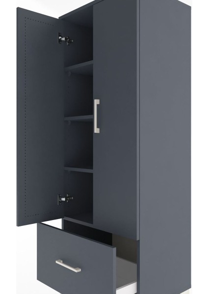 Hyperion Dolap 4 Raflı Tek Çekmeceli 2 Kapaklı 60X44X163 Antrasit-Antrasit indirimleri