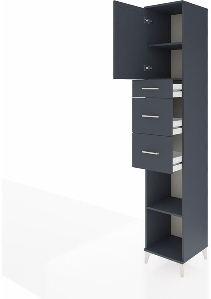Hyperion Dolap 3 Raflı 3 Çekmeceli Tek Kapaklı 44X44X243 Antrasit-Antrasit fırsatları