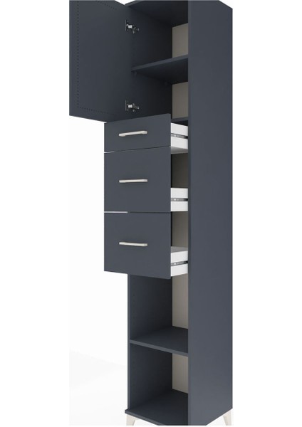 Hyperion Dolap 3 Raflı 3 Çekmeceli Tek Kapaklı 44X44X243 Antrasit-Antrasit indirimleri