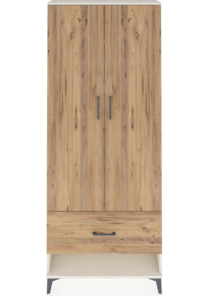 Arges Dolap 4 Raflı Tek Çekmeceli 2 Kapaklı 88X30X221 Aytaşı-Çam