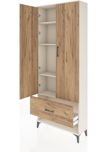Arges Dolap 4 Raflı Tek Çekmeceli 2 Kapaklı 88X30X221 Aytaşı-Çam fırsatları