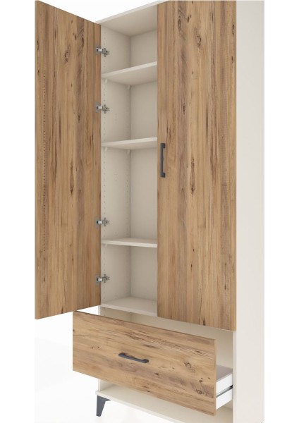 Arges Dolap 4 Raflı Tek Çekmeceli 2 Kapaklı 88X30X221 Aytaşı-Çam indirimleri