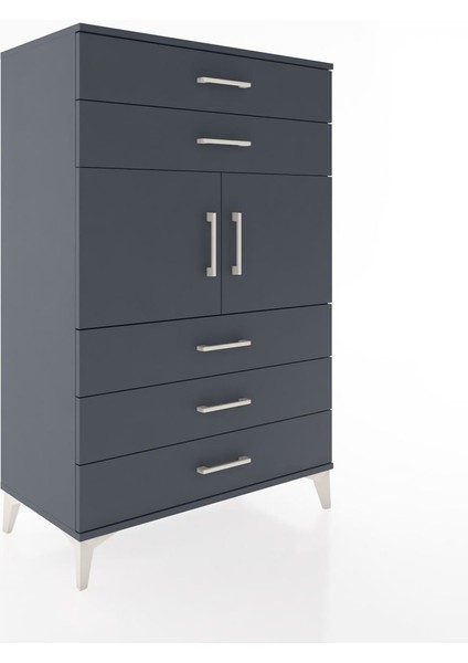 Hyperion Dolap Tek Raflı 5 Çekmeceli 2 Kapaklı 88X44X134 Antrasit-Antrasit fiyatları