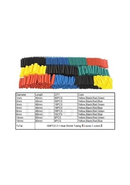 164 Parça Renkli Isıyla Daralan Makaron Seti Shrink Kablo Kablo Tamir Kiti fiyatları