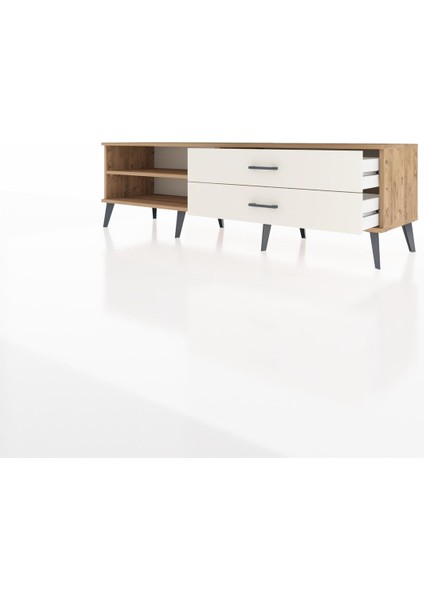 Hyperion Tv Ünitesi Tek Raflı 2 Çekmeceli 176X44X51 Çam-Çam/aytaşı modelleri