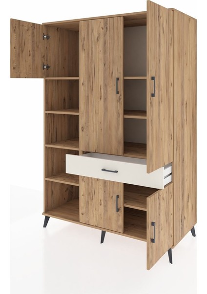Kronos Dolap 8 Raflı Tek Çekmeceli 5 Kapaklı 132X59X195 Çam-Çam/aytaşı modelleri