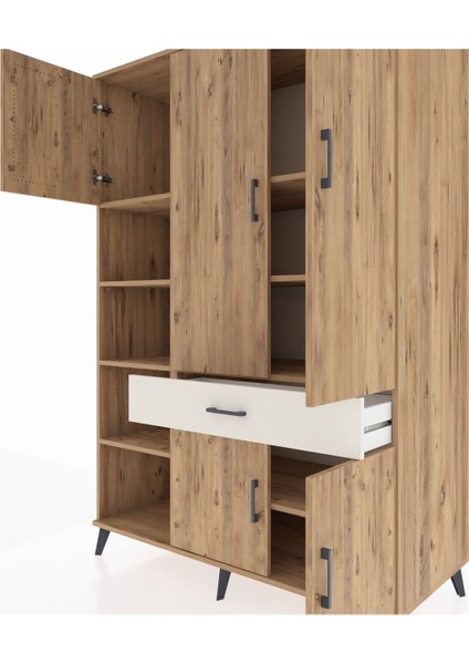 Kronos Dolap 8 Raflı Tek Çekmeceli 5 Kapaklı 132X59X195 Çam-Çam/aytaşı fırsatları