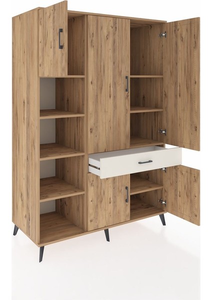 Kronos Dolap 8 Raflı Tek Çekmeceli 5 Kapaklı 132X59X195 Çam-Çam/aytaşı indirimleri