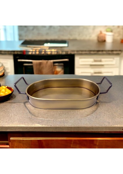 32CM Kaplama Lüks Galvaniz Metal Oval Tepsi Zarafet ve Dayanıklılığı Buluşturuyor