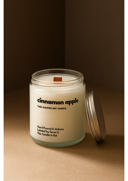 : Cinnamon Apple : Cam Kavanozda Kokulu %100 Soya Mum (Elma, Tarçın)