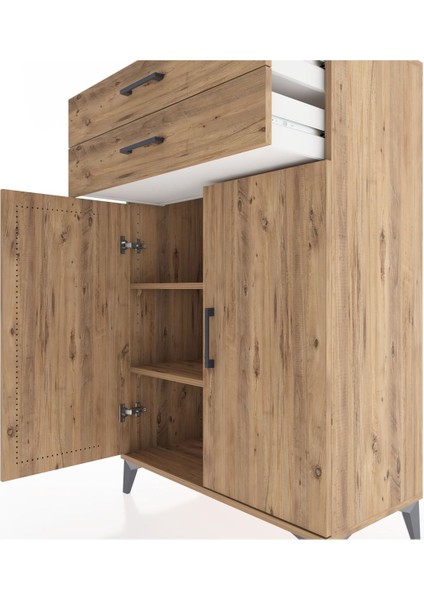 Hyperion Dolap 2 Raflı 2 Çekmeceli 2 Kapaklı 88X44X134 Çam-Çam indirimleri