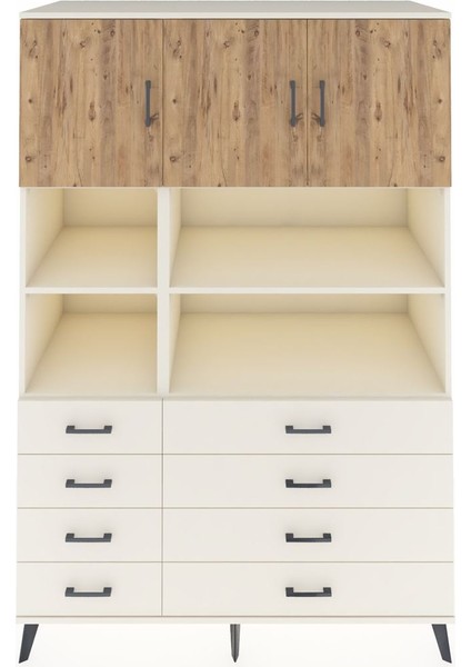 Kronos Dolap 8 Raflı 8 Çekmeceli 3 Kapaklı 132X59X195 Aytaşı-Çam/aytaşı