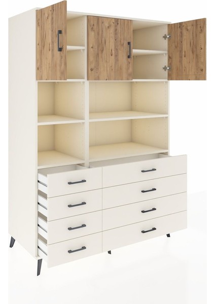 Kronos Dolap 8 Raflı 8 Çekmeceli 3 Kapaklı 132X59X195 Aytaşı-Çam/aytaşı indirimleri