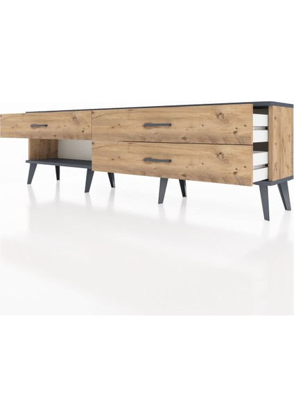 Arges Tv Ünitesi 3 Çekmeceli 176X30X51 Çam-Antrasit/çam fırsatları