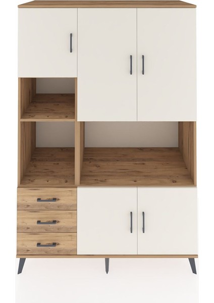 Kronos Dolap 9 Raflı 3 Çekmeceli 5 Kapaklı 132X59X195 Çam-Aytaşı/çam