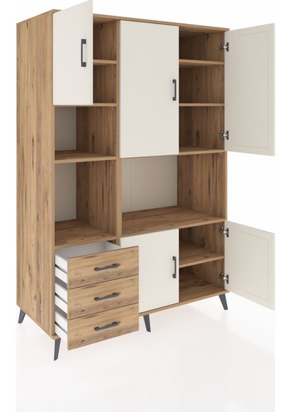 Kronos Dolap 9 Raflı 3 Çekmeceli 5 Kapaklı 132X59X195 Çam-Aytaşı/çam indirimleri