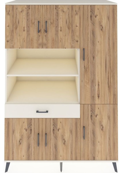 Kronos Dolap 10 Raflı Tek Çekmeceli 6 Kapaklı 132X59X195 Aytaşı-Çam/aytaşı
