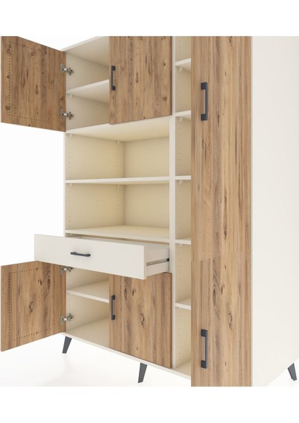 Kronos Dolap 10 Raflı Tek Çekmeceli 6 Kapaklı 132X59X195 Aytaşı-Çam/aytaşı fırsatları