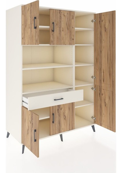 Kronos Dolap 10 Raflı Tek Çekmeceli 6 Kapaklı 132X59X195 Aytaşı-Çam/aytaşı indirimleri