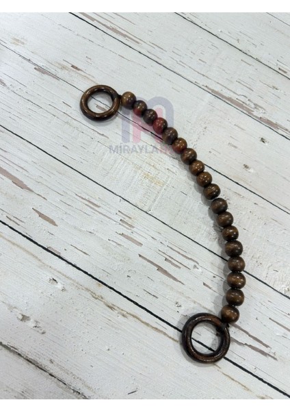 Ahşap Boncuklu Çanta Askısı Koyu Kahve 40 cm 1 Adet