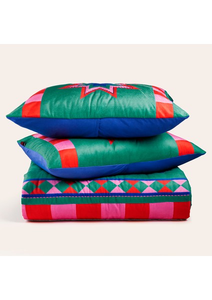 Hansı Kapitoneli Yatak Örtüsü Seti 240x260 Cm Yeşil