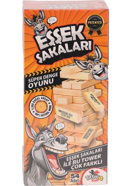 Cezalı Jenga Eşek Şakaları Versiyonu | 54 Parça Eğlenceli Denge Oyunu | 6+ Yaş | 100% Doğal Ahşap indirimleri