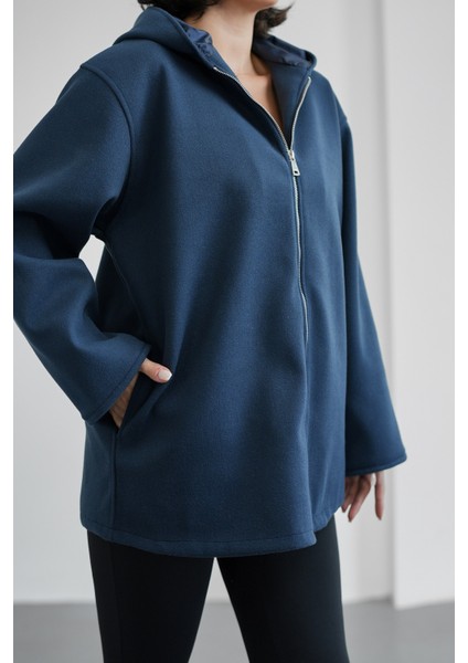 Kapüşonlu Astarlı Kadın Kaşe Hırka modelleri