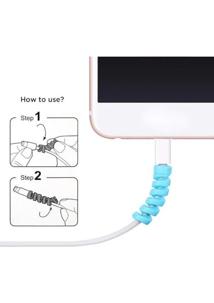 Kablo Koruyucu 4'lü, Şarj Aleti Kablosu Koruyucu Silikon Spiral Yay Aparat Kaliteli modelleri