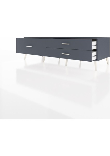 Kronos Tv Ünitesi 3 Çekmeceli 176X59X51 Antrasit-Antrasit/antrasit modelleri