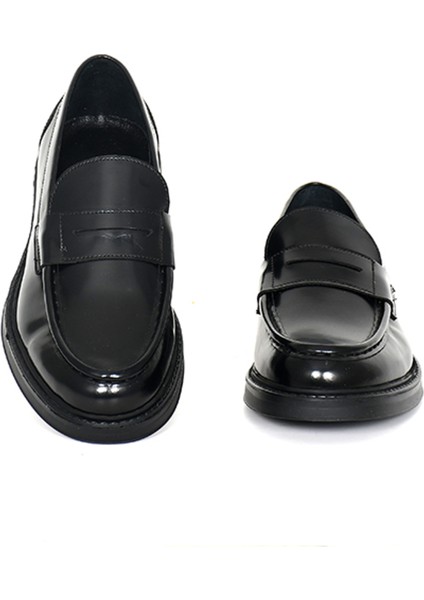 Hakiki Açma Deri Siyah Loafer Erkek Ayakkabı - Eva Taban - E04038 indirimleri
