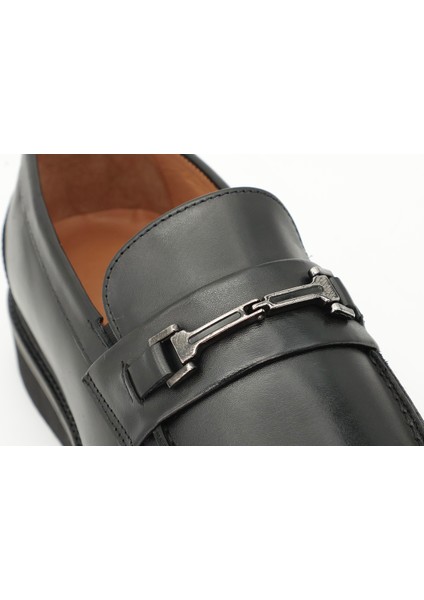 Hakiki Deri Siyah Loafer Erkek Ayakkabı Eva Taban - E3899 indirimleri