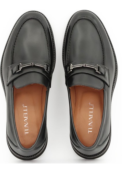 Hakiki Deri Siyah Loafer Erkek Ayakkabı Eva Taban - E3899