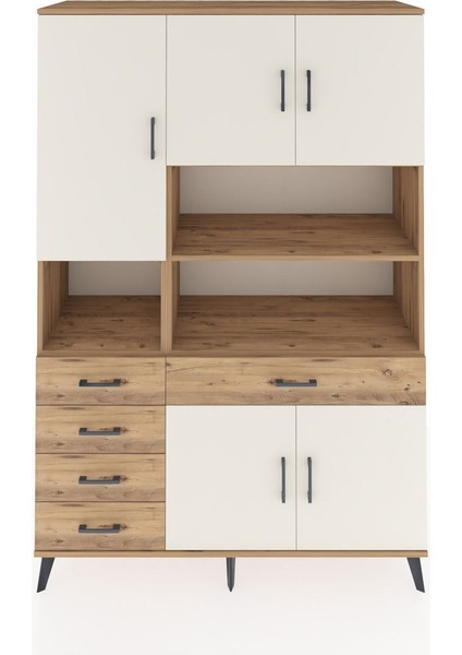 Hyperion Dolap 9 Raflı 5 Çekmeceli 5 Kapaklı 132X44X195 Çam-Aytaşı/çam