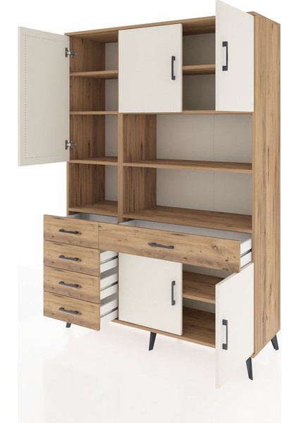Hyperion Dolap 9 Raflı 5 Çekmeceli 5 Kapaklı 132X44X195 Çam-Aytaşı/çam modelleri