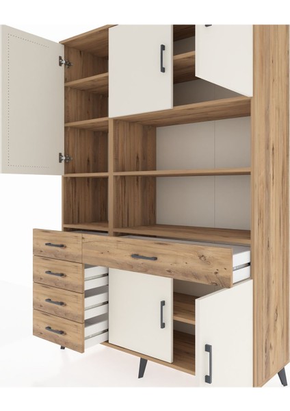 Hyperion Dolap 9 Raflı 5 Çekmeceli 5 Kapaklı 132X44X195 Çam-Aytaşı/çam fırsatları