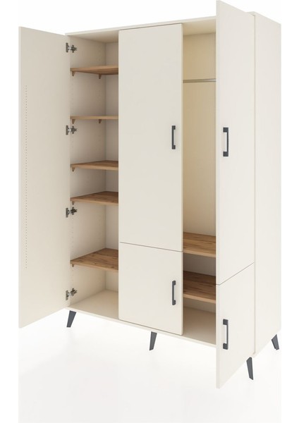 Hyperion Dolap 7 Raflı 5 Kapaklı Tek Askılı 132X44X195 Aytaşı-Aytaşı/çam modelleri