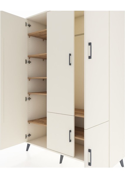 Hyperion Dolap 7 Raflı 5 Kapaklı Tek Askılı 132X44X195 Aytaşı-Aytaşı/çam fırsatları