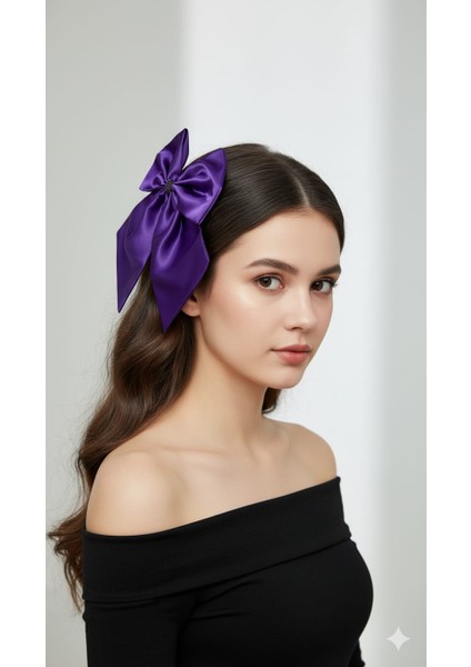 Mor Saten Parlak Büyük Fiyonk Saç Tokası – Kadın Saç Aksesuarı fiyatları