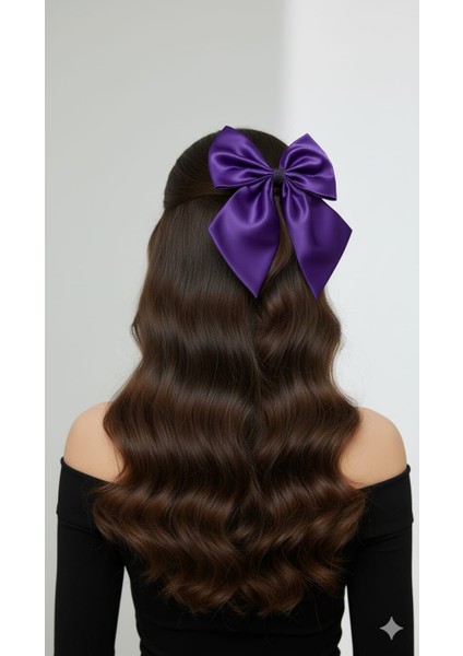 Mor Saten Parlak Büyük Fiyonk Saç Tokası – Kadın Saç Aksesuarı modelleri