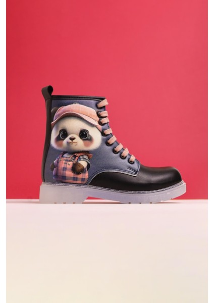 Dordie Siyah Çizgi Karakter Baskılı Bağcıklı Çocuk Bot