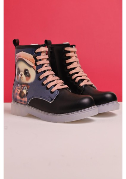 Dordie Siyah Çizgi Karakter Baskılı Bağcıklı Çocuk Bot fiyatları