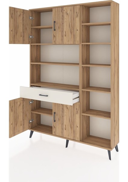 Arges Dolap 10 Raflı Tek Çekmeceli 4 Kapaklı 132X30X195 Çam-Çam/aytaşı modelleri