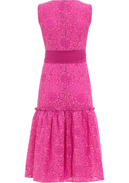 Dantel Örme Kuşaklı Elbise 26W40814 fırsatları