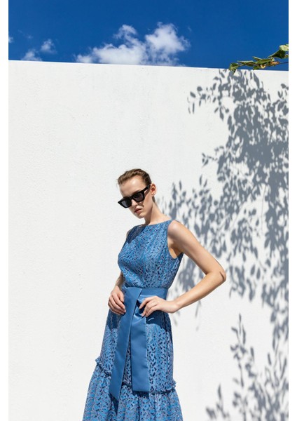 Dantel Örme Kuşaklı Elbise 26W40814 fiyatları