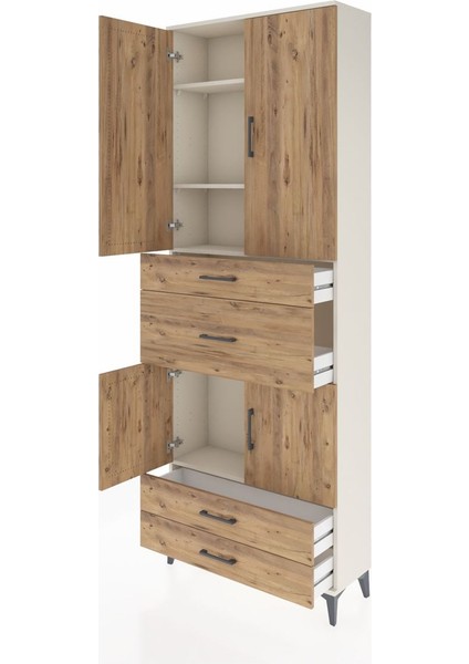 Arges Dolap 4 Raflı 4 Çekmeceli 4 Kapaklı 88X30X243 Aytaşı-Çam fırsatları