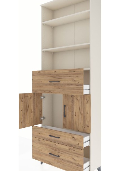Arges Dolap 4 Raflı 3 Çekmeceli 2 Kapaklı 88X30X243 Aytaşı-Çam indirimleri