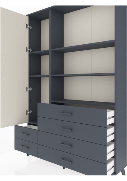 Arges Dolap 7 Raflı 6 Çekmeceli Tek Kapaklı 132X30X195 Antrasit-Aytaşı/antrasit fırsatları