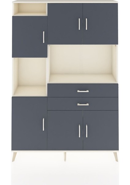 Arges Dolap 8 Raflı 2 Çekmeceli 6 Kapaklı 132X30X195 Aytaşı-Antrasit/antrasit