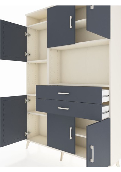 Arges Dolap 8 Raflı 2 Çekmeceli 6 Kapaklı 132X30X195 Aytaşı-Antrasit/antrasit fırsatları